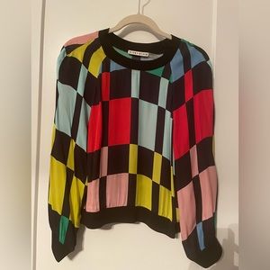 Alice + Olivia Color Block Silk Top